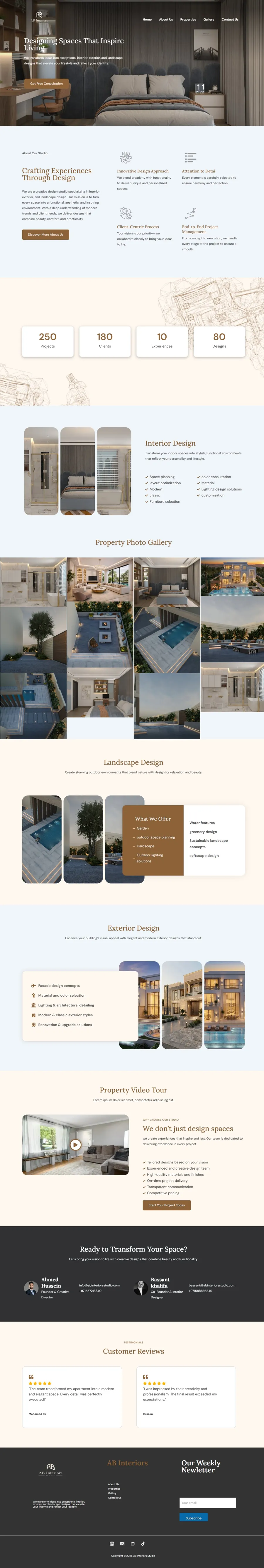 AB Interiors website, full page