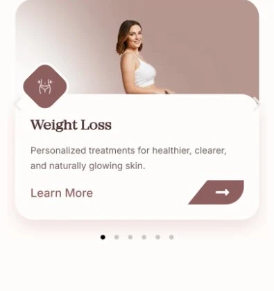 Mobile specialty carousel showing one service card at a time with swipe dots beneath it